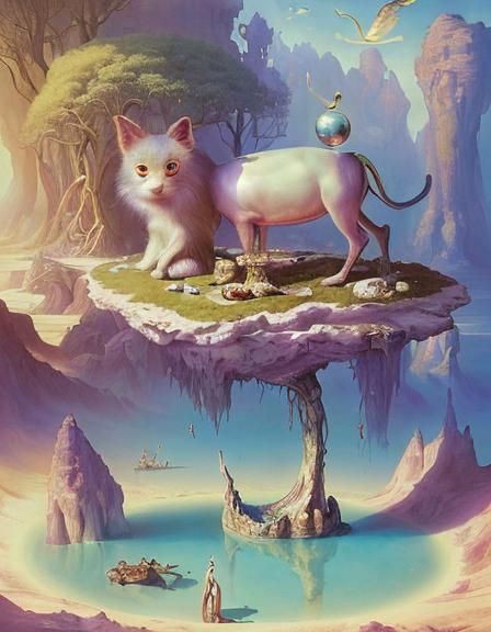 Utopian Dreamscape in Surrealist Oil Painting Style