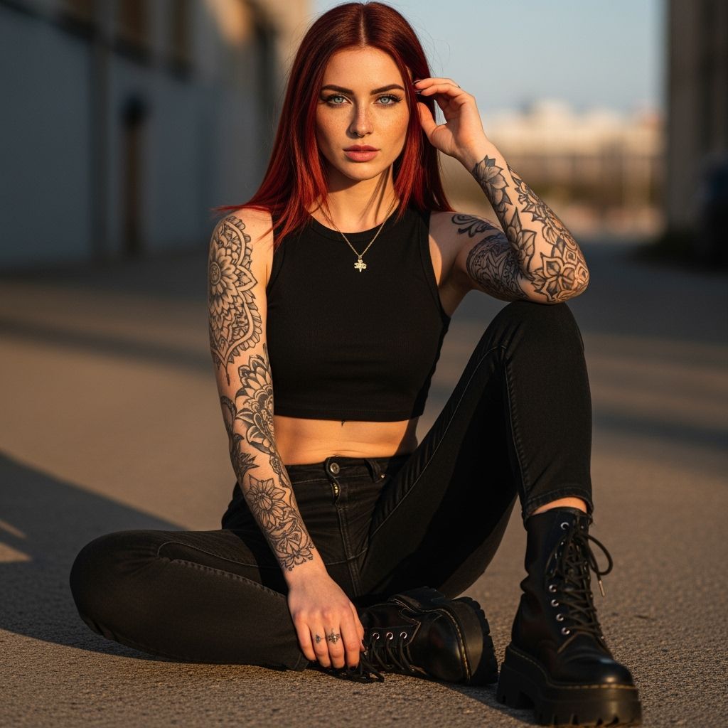 Photorealistic Portrait of a Young Woman with Red Hair