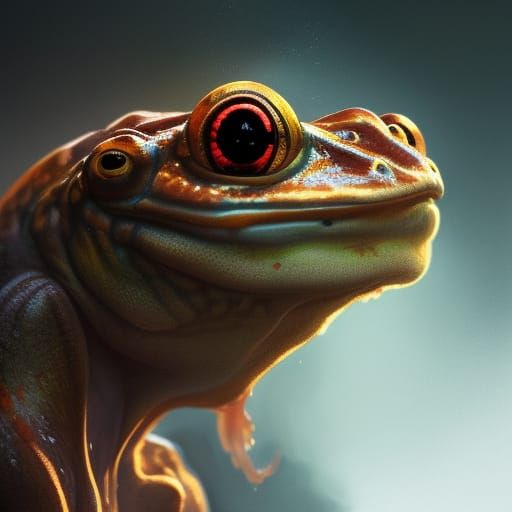 Demonic Bullfrog Portrait in Hyperdetailed Digital Art