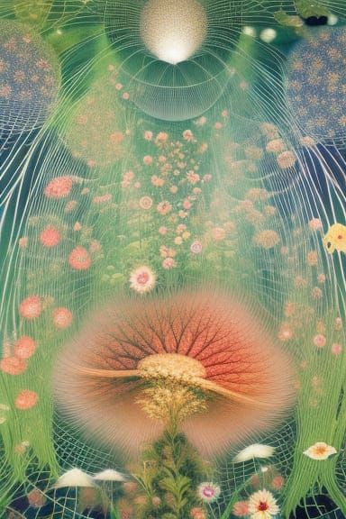 Stargazing Platform with Mycelium Network in Forest