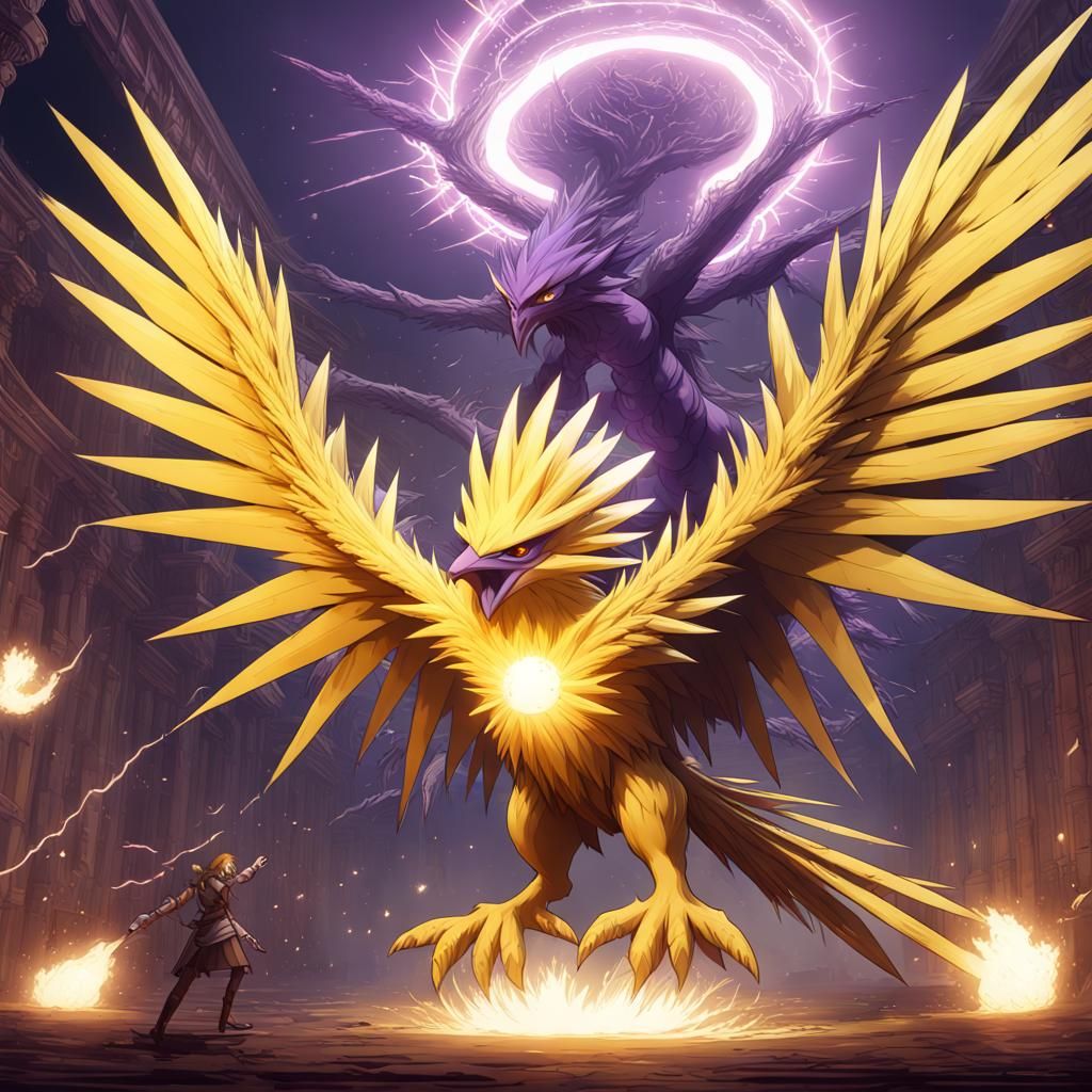 Zapdos vs Titan: Dark Fantasy Concept Art