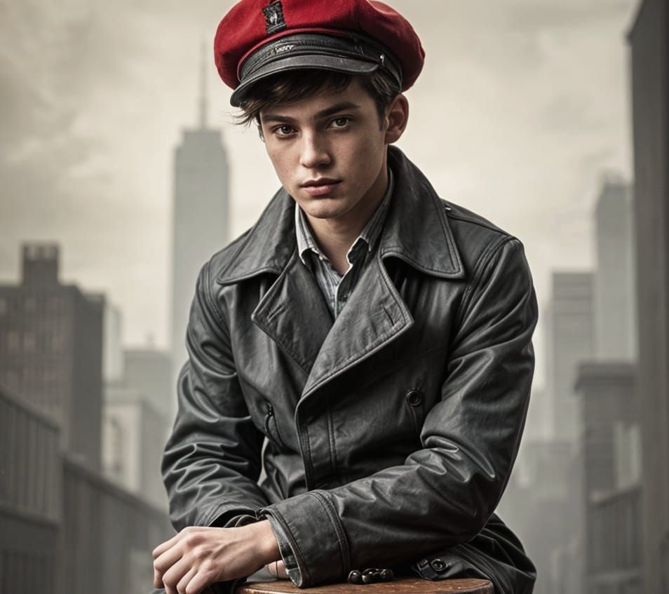 Handsome and Aloof, Holden Caulfield in Red Hunting Hat