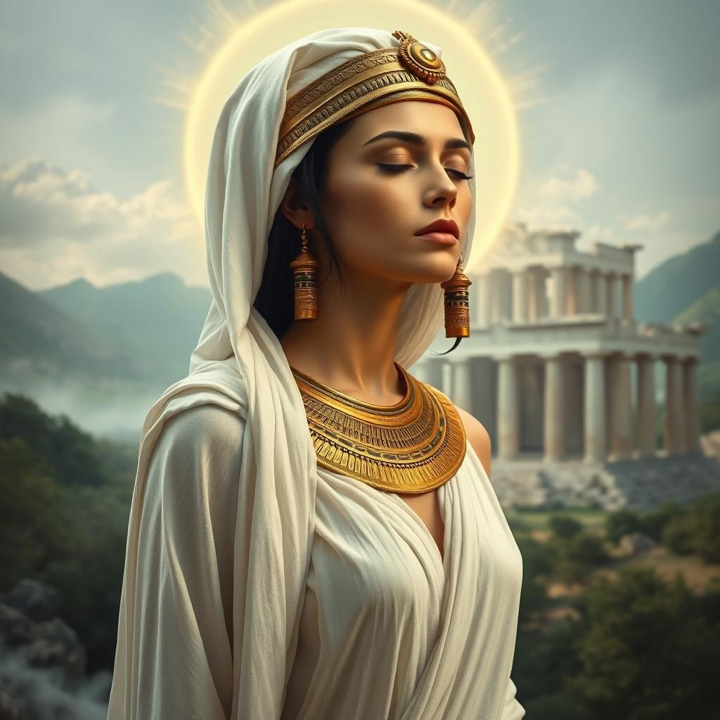 Egyptian Priestess at Delphi in Surreal Biomechanical Style