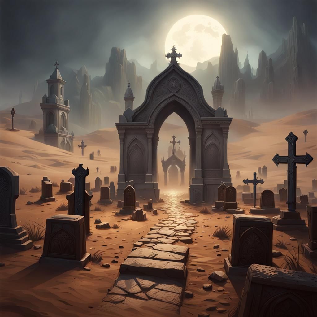 Desert Graveyard: Dark Fantasy Concept Art