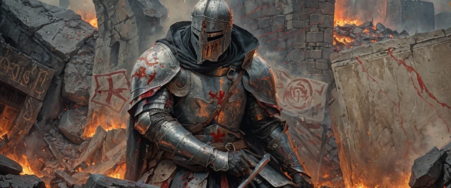 Wounded Knight Templar on Ravaged Battlefield
