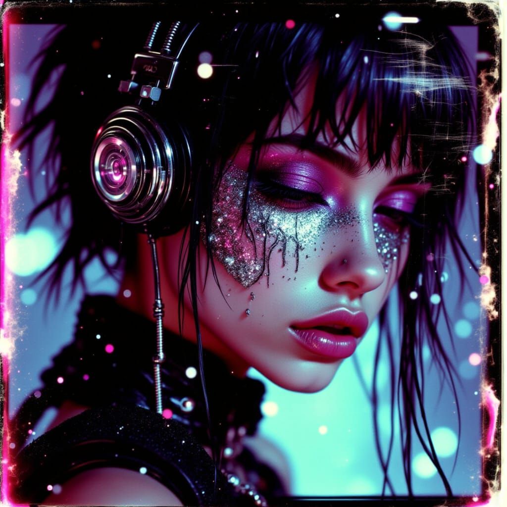 Cyberpunk Latina Cyborg in Glitch Art