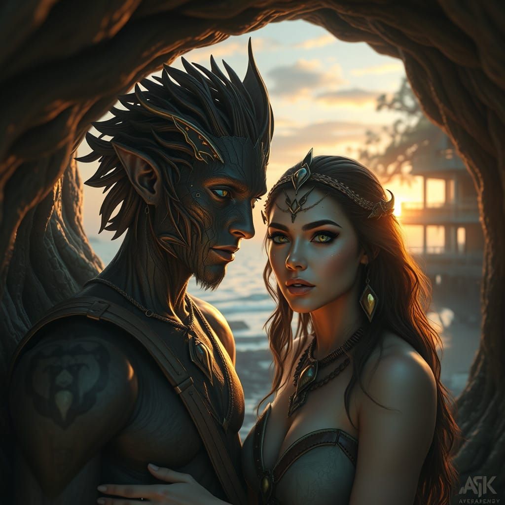 Divine Wood Deva and Partner Unite in Iridescent Harmony