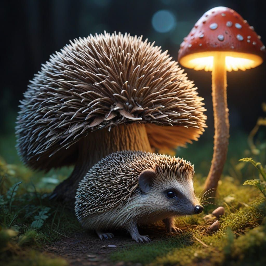 Glowing Mushroom Landscape in Hyperrealistic HDR