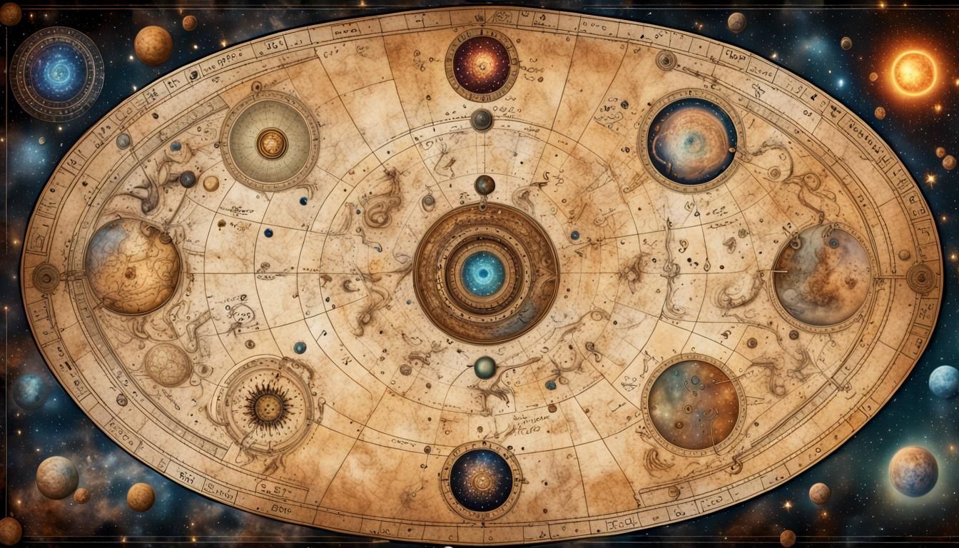 Mystical Universe Map in Piri Reis Style
