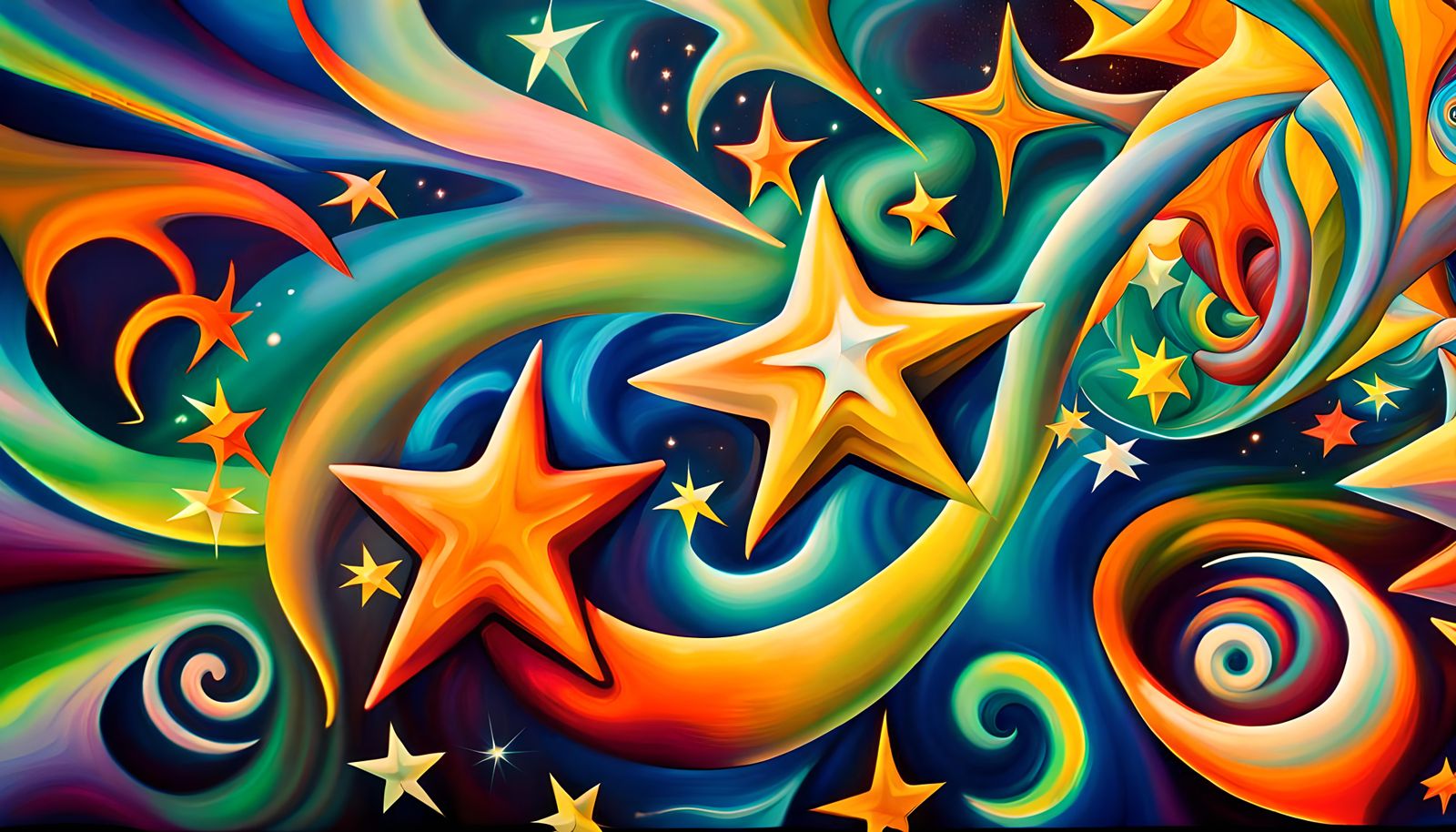 Iridescent Stars Connected in Electromagnetic Plasma Maelstr...