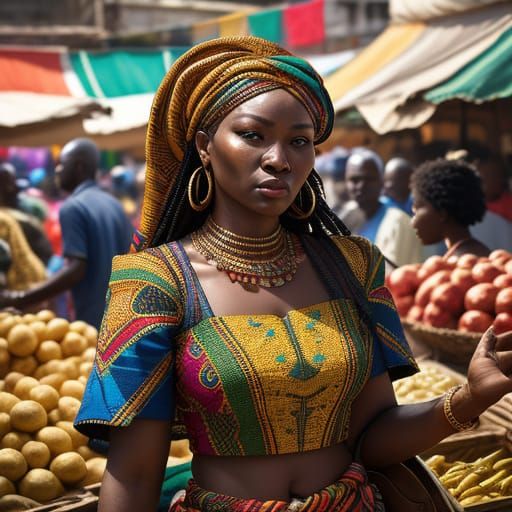 Ghanaian Market Woman in Golden Hour Light
