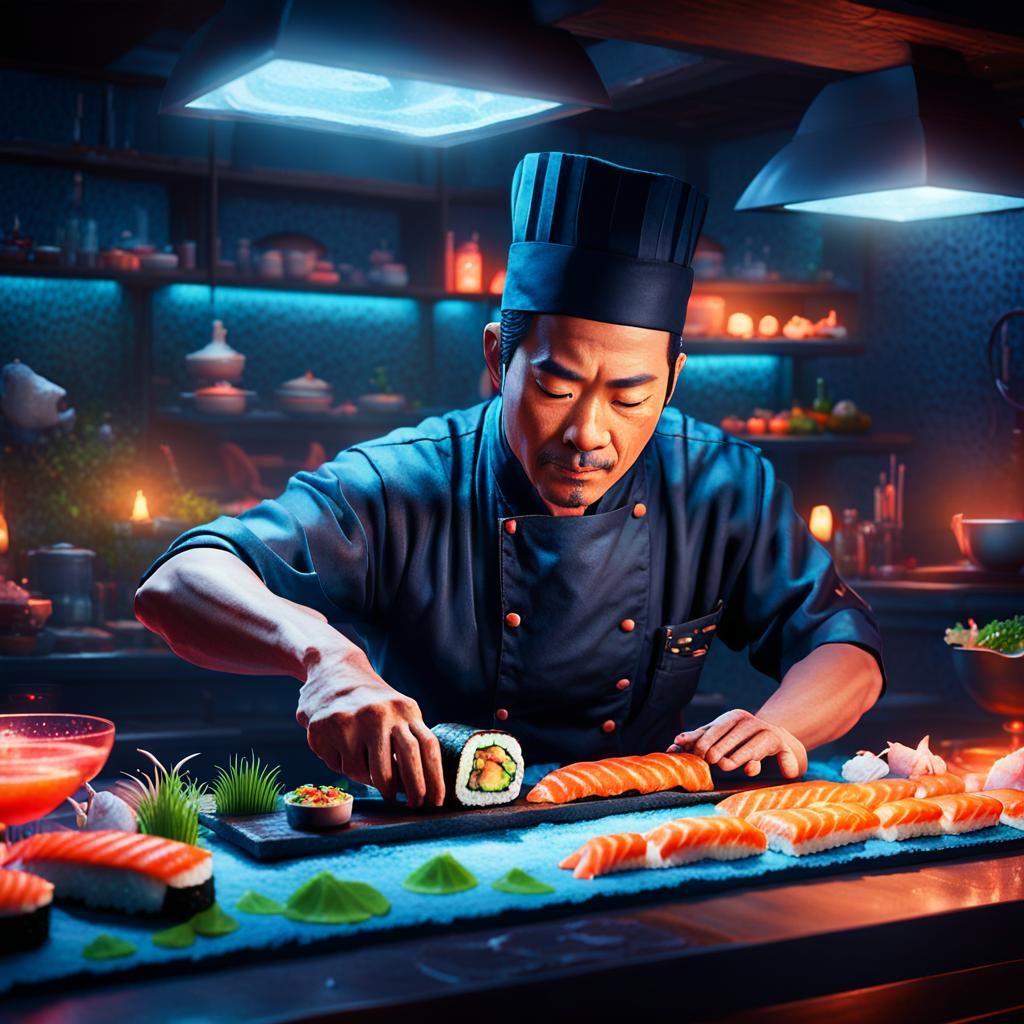Mystical Sushi Chef Creates Glowing Roll