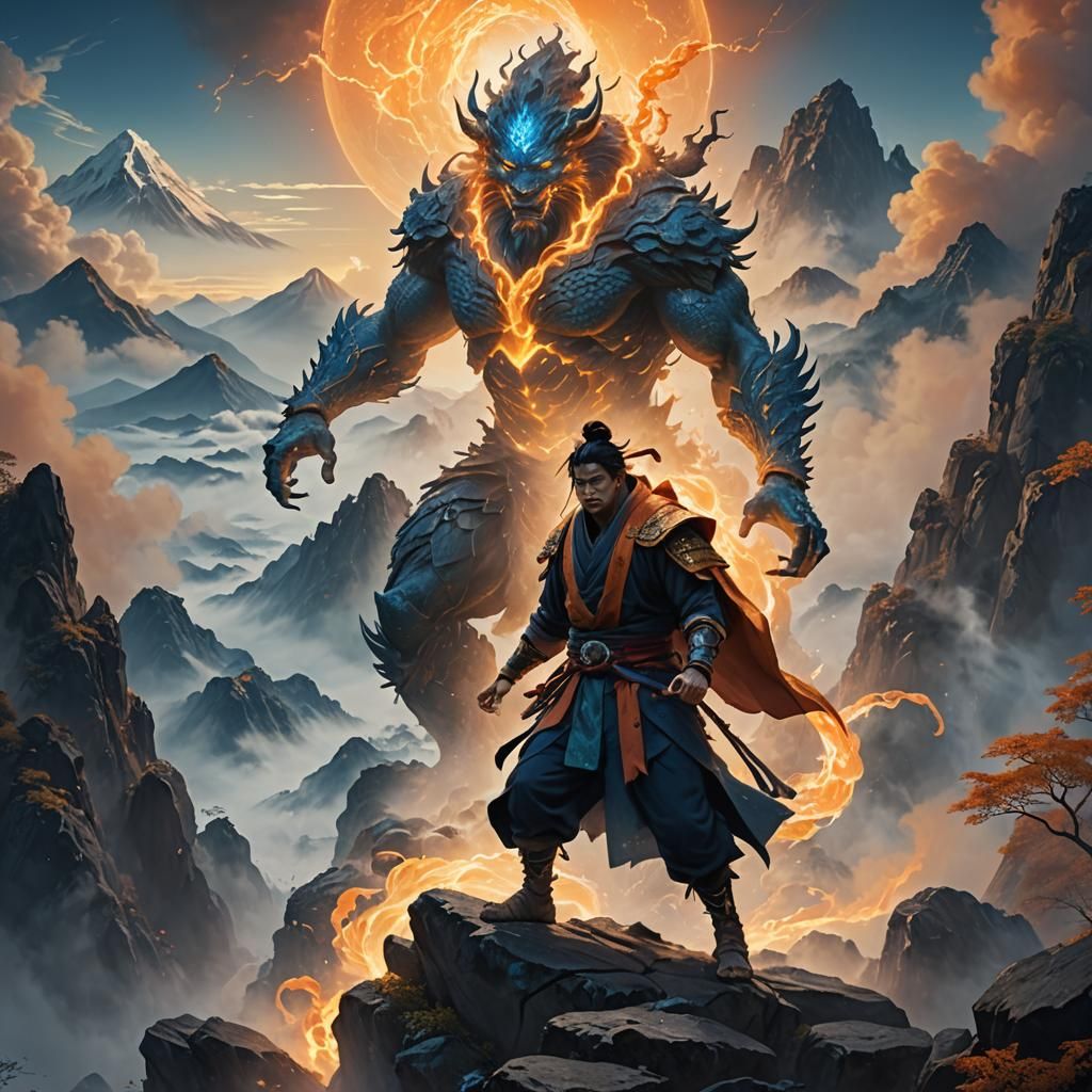 Ryujinrise Male Ascends Mountain with Elemental Energies