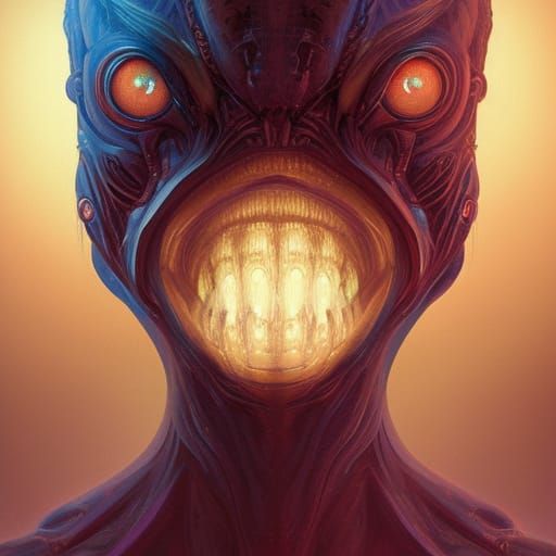 Eldritch Horror Alien Portrait in Hyperdetailed Style
