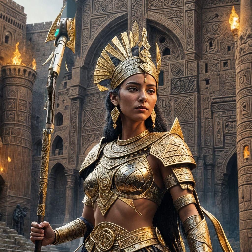 Amazigh Goddess in Medieval Kasbah Setting