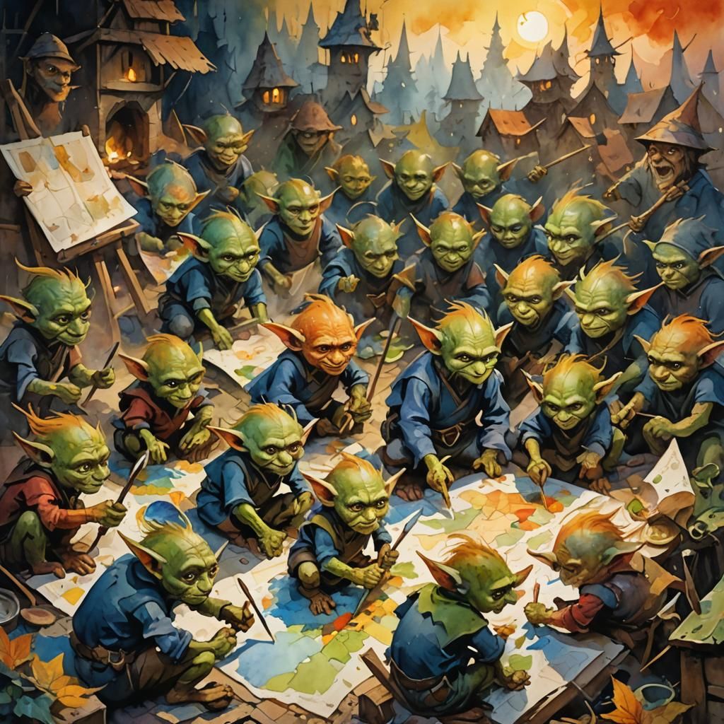 Goblins Create Whimsical Map Quest in Gouache Style