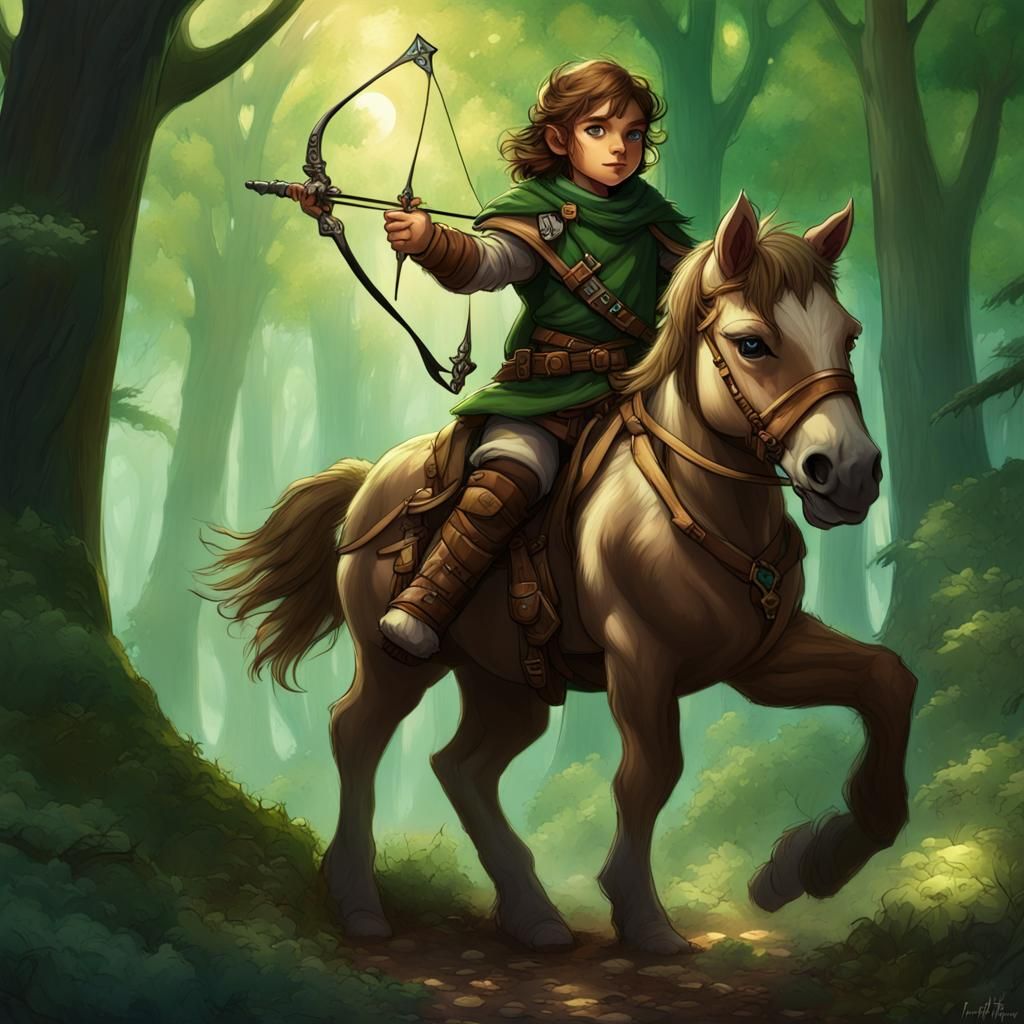 Halfling Ranger on Mini Horse, Fantasy Concept Art