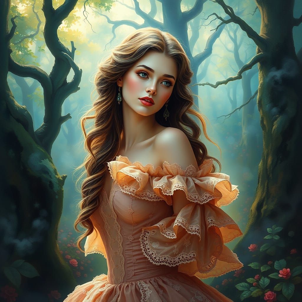 Ethereal Fantasy in Vibrant Gouache Style