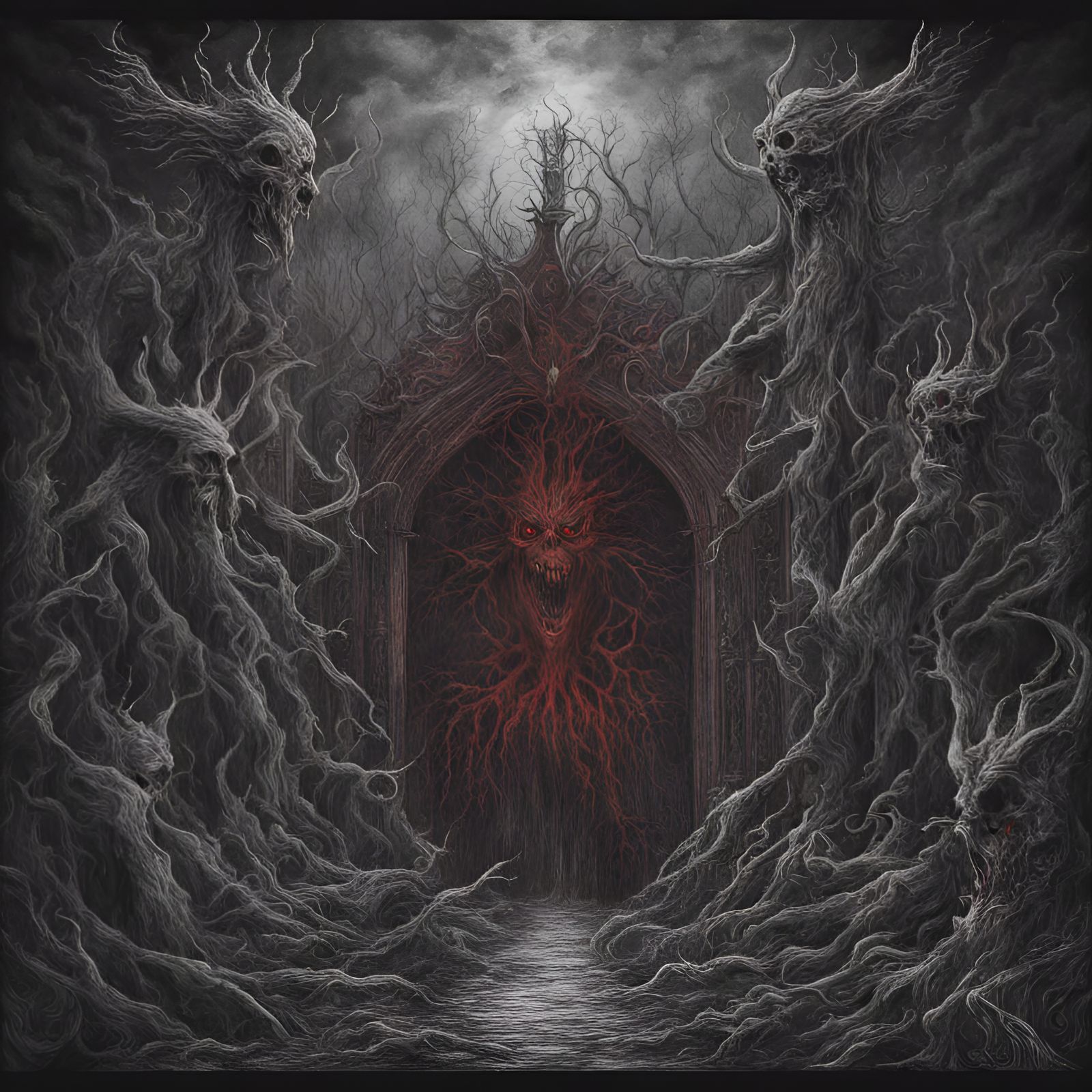Sinister Red Mist Gates of Hell in Black Metal Style
