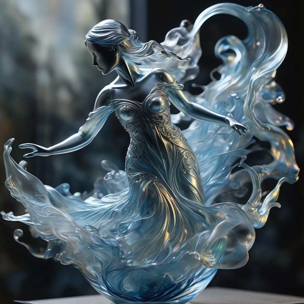 Majestic Glass-Blown Figurine in Oil Painting Style