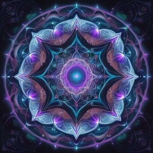 Glowing Sacred Geometry in Dreamlike Astral Illustration