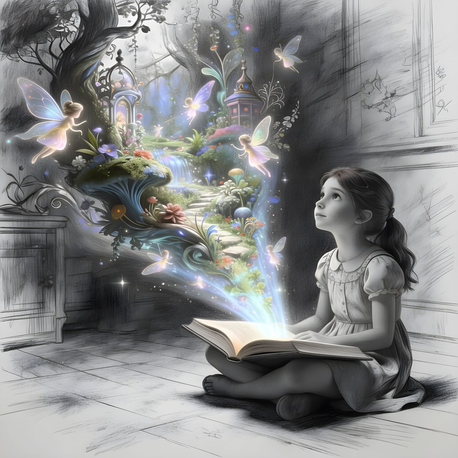 Girl Reads About Magical Pixie World