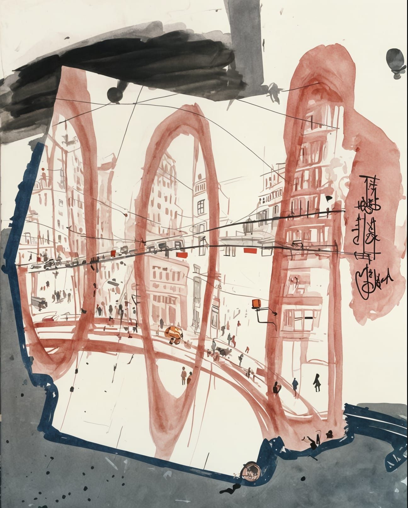 Urban Street Scene in Whimsical Color