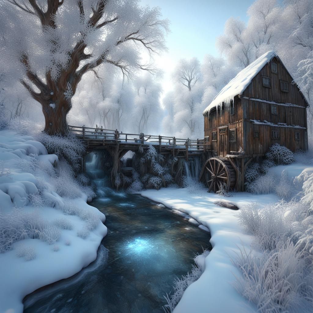 Riverscape watermill (A)