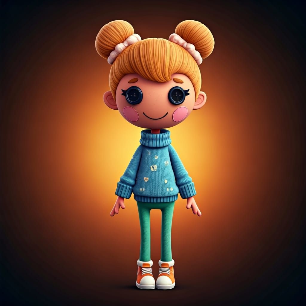 Lalaloopsy Character with Colorful Outfit in 3D Style