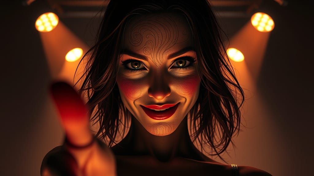 Mysterious Woman Beckons with Intense Gaze