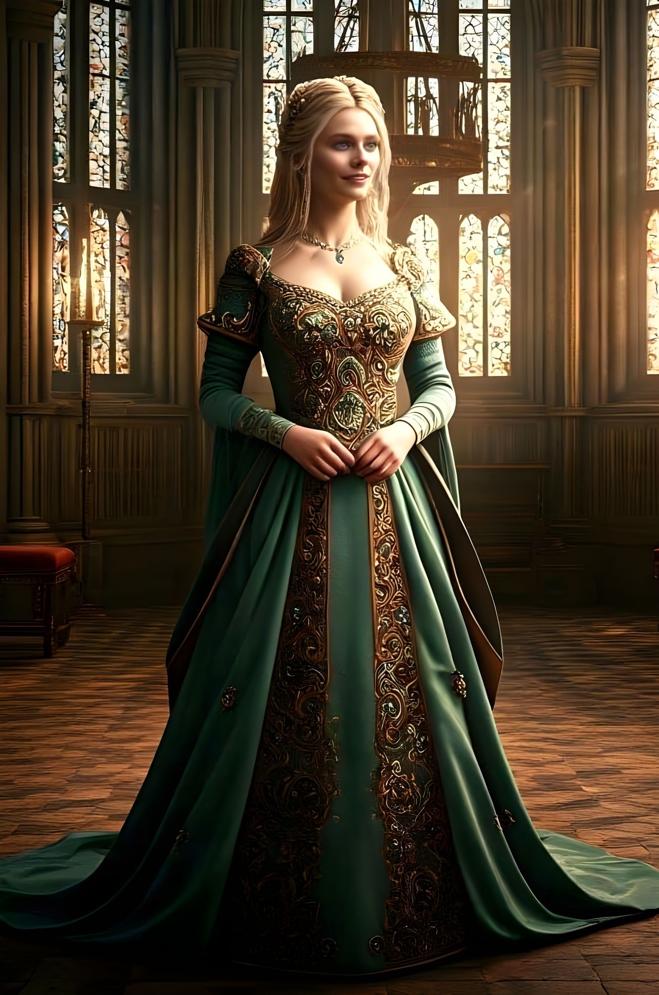 Medieval Noblewoman in Regal Splendor