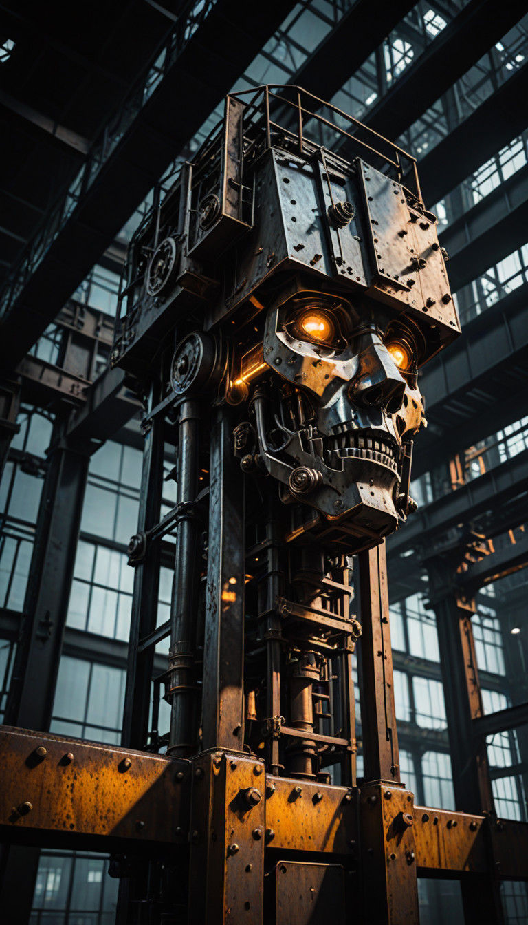 Industrial Steel Structure Masterpiece in Moody Ambient Ligh...