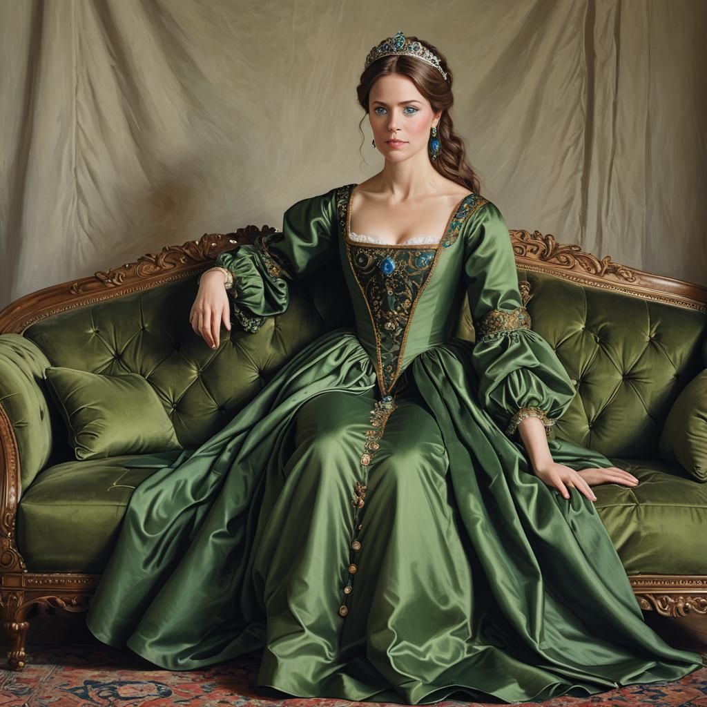 a green Renaissance dress