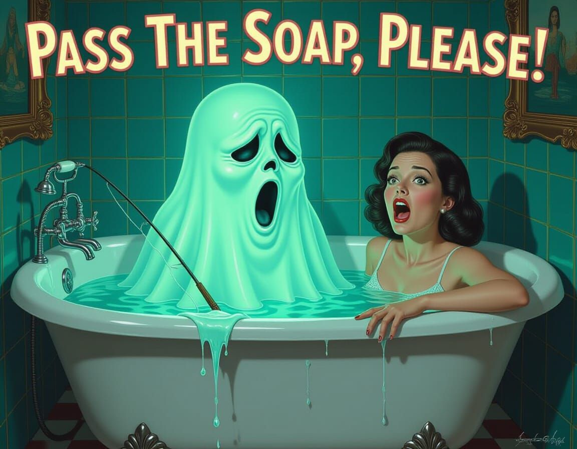 Fluorescent Ghost Fishing in Bathtub, Woman Screams