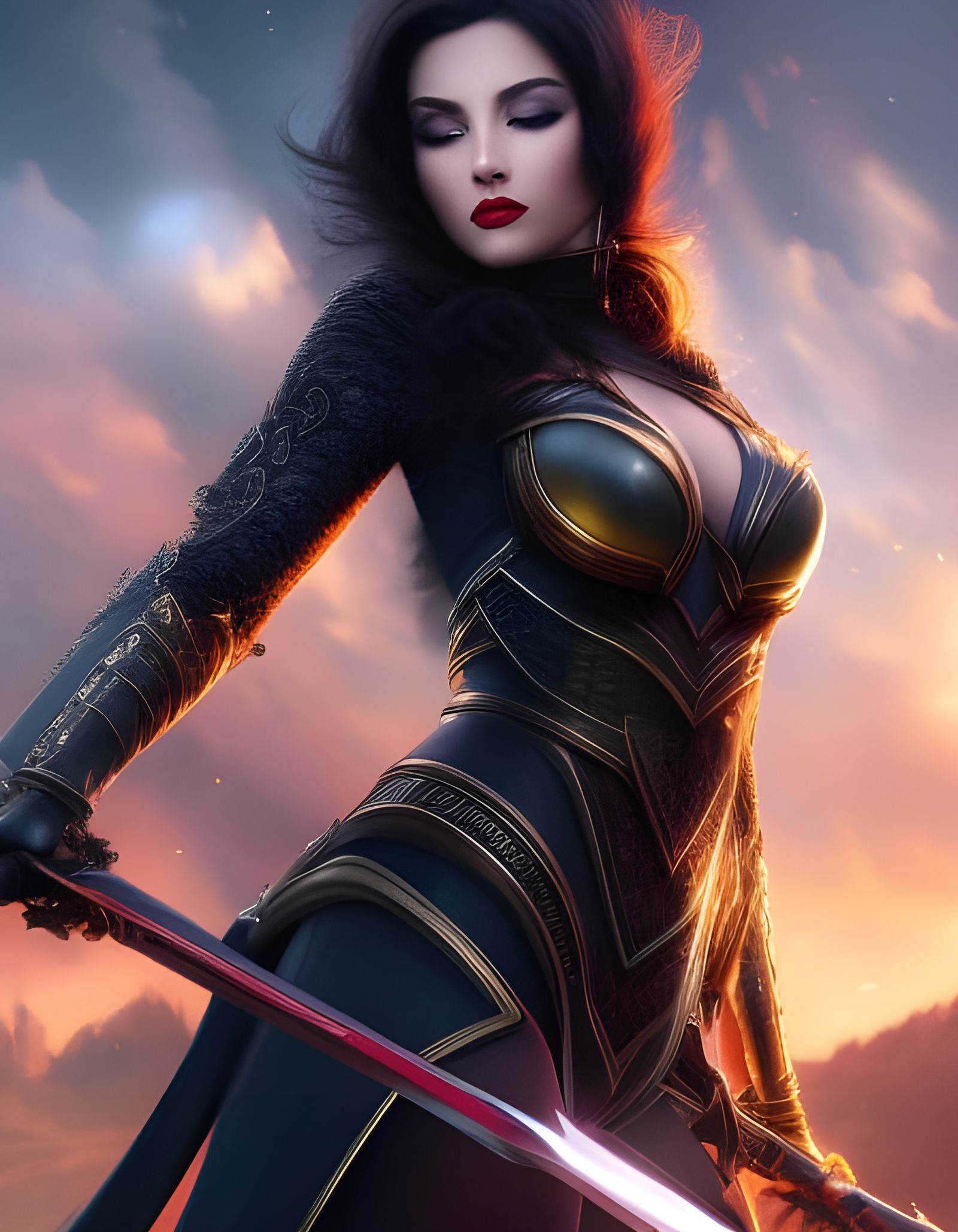 Glamorous Dark Fantasy Girl Portrait