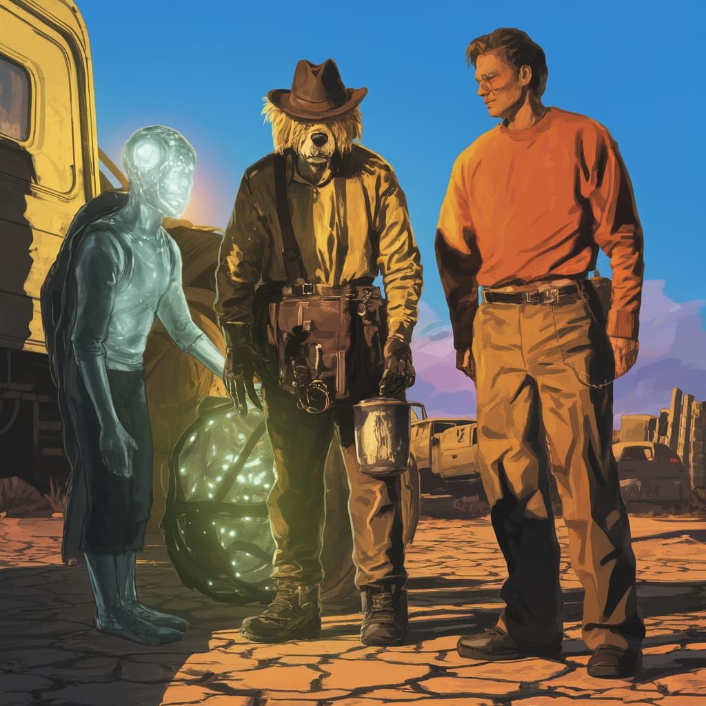 Cyberpunk Robot Dog in Post-Apocalyptic Surrealism