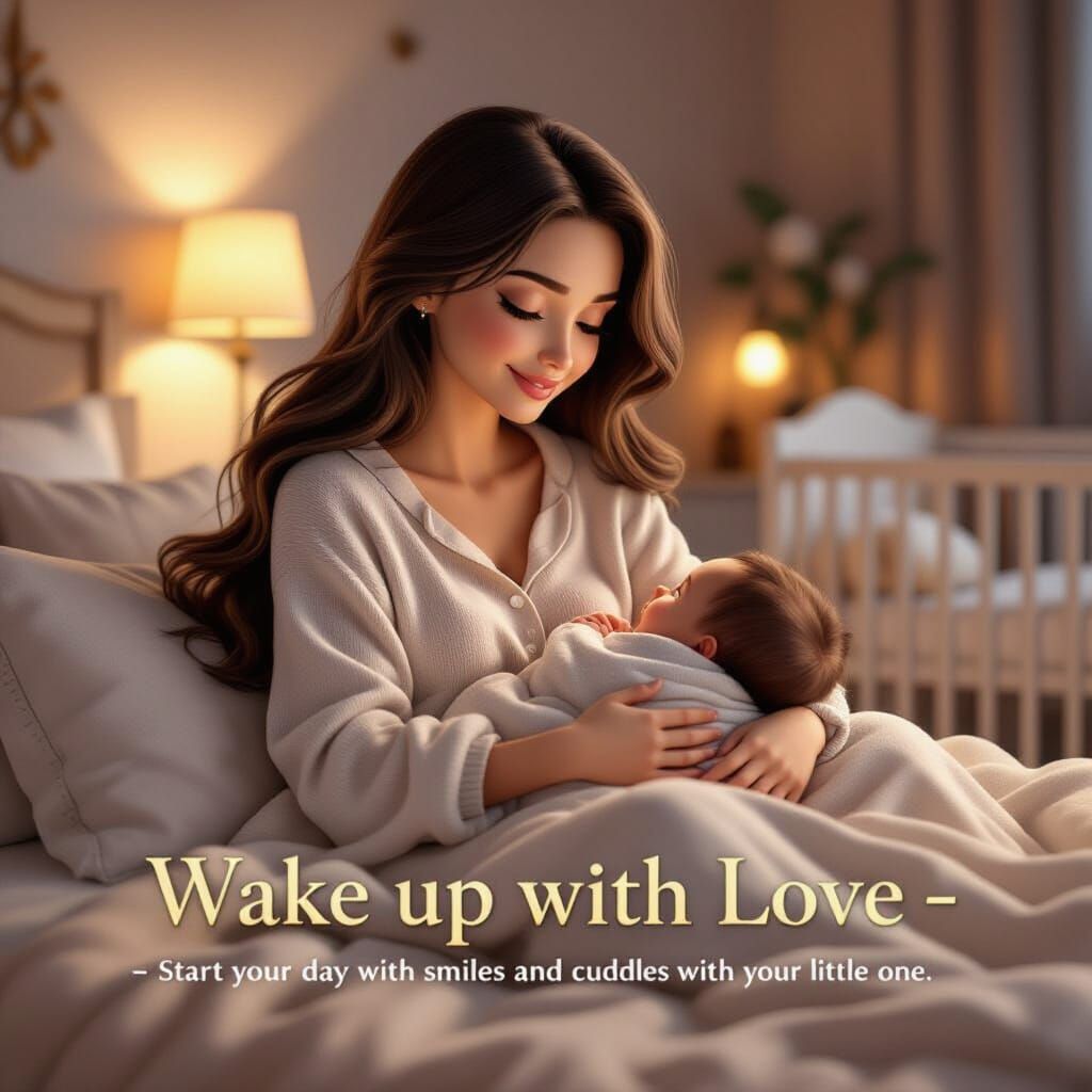 Pixar-Style Mother and Baby Cuddle Scene