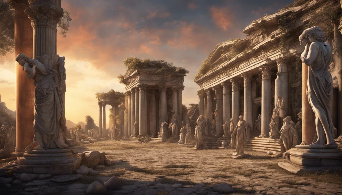 Statues in Old Roman Temple