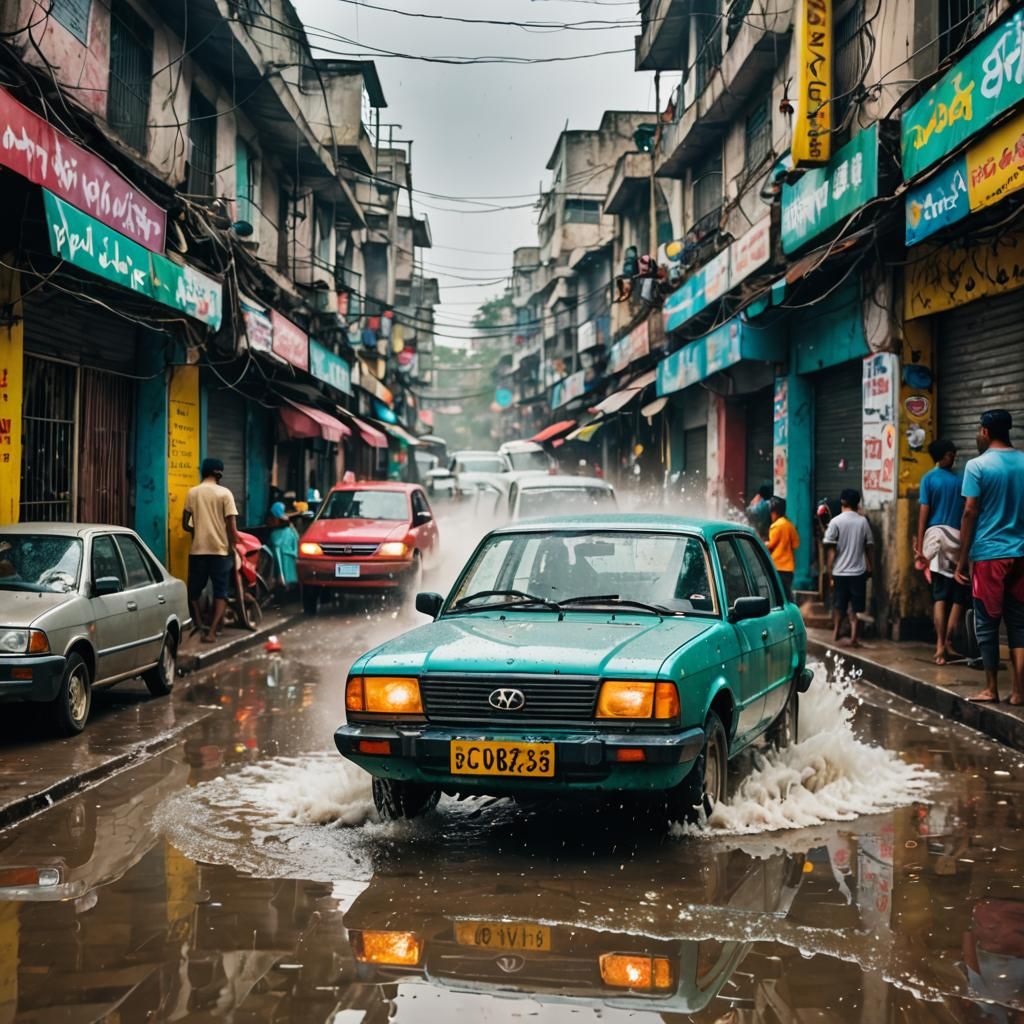 Car Wash in Dhaka: Vibrant Street Photography