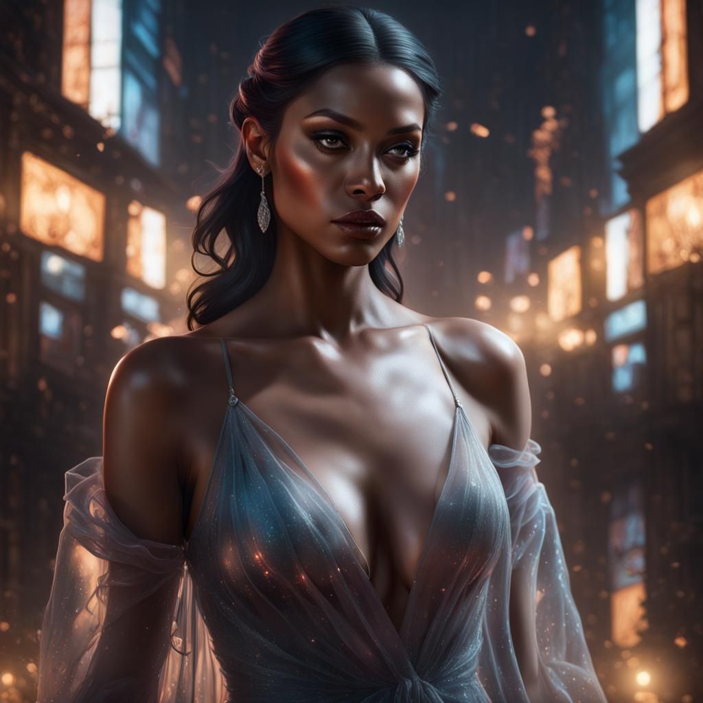 Dark Seduction: Alluring Woman Portrait in Digital Art Style