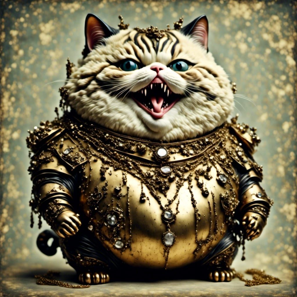 Hip-Hop Kitten with Gold Teeth and Necklace