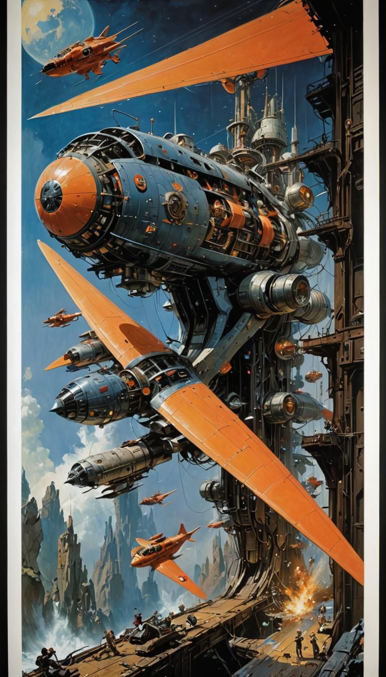 Futuristic Cityscape Art Nouveau Matte Painting