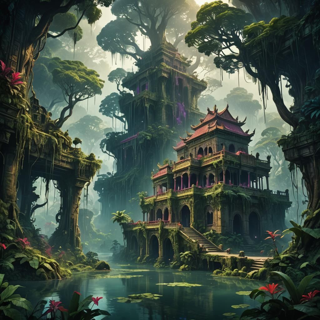 Jungle Palace: Fantasy Concept Art in 8K
