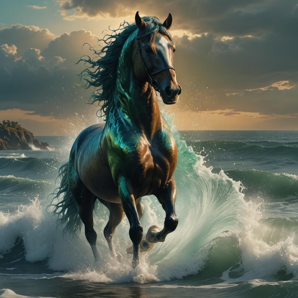 Iridescent Sea Horse Fantasy Concept Art