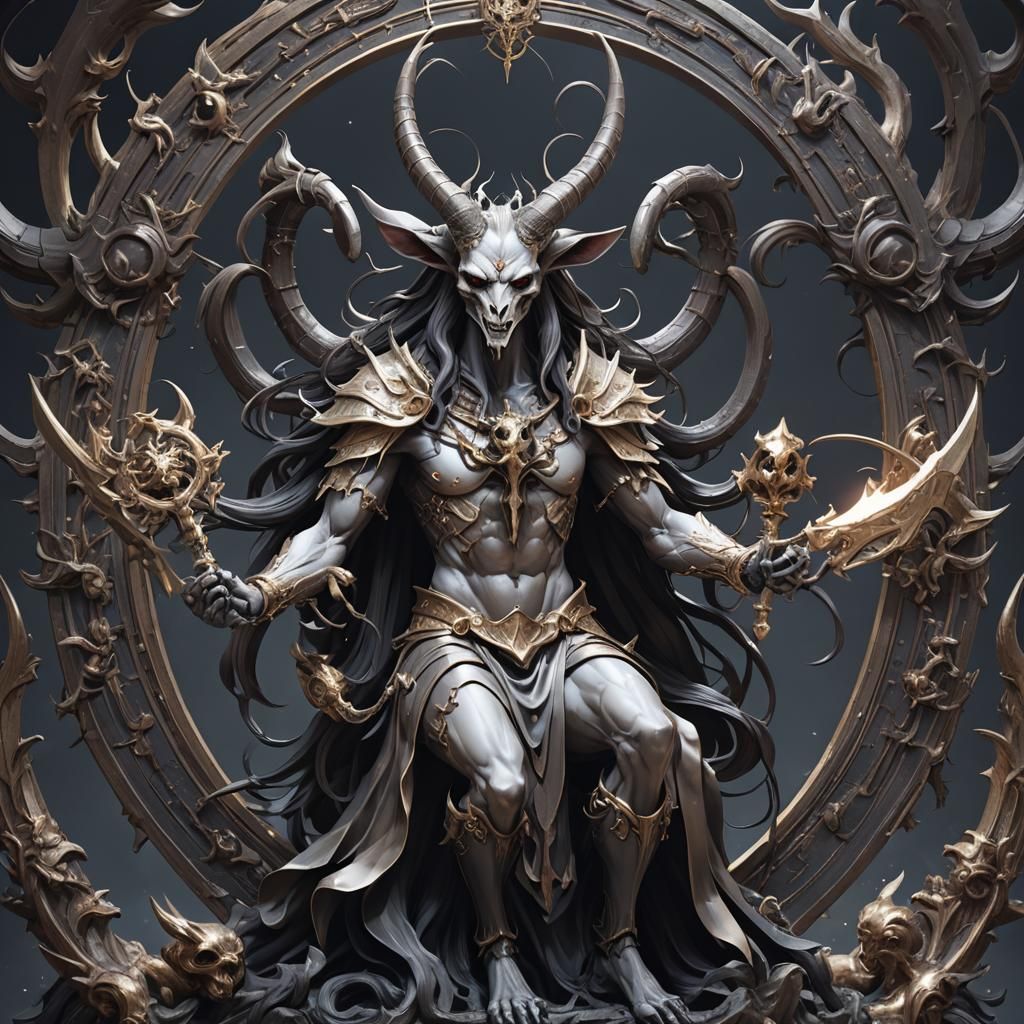 Detailed 3D Anime Baphomet Concept Art
