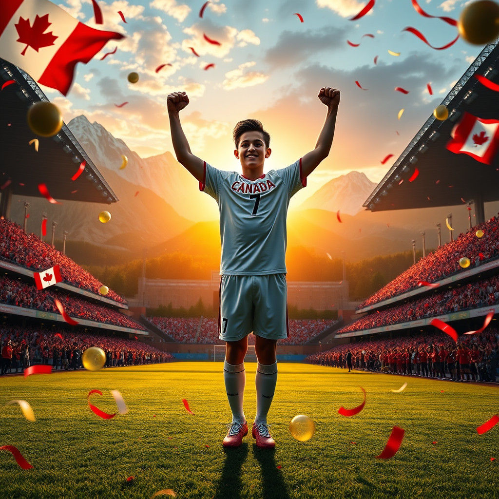 Canadian Soccer Victory: Triumphant Scene in Concept Art Sty...