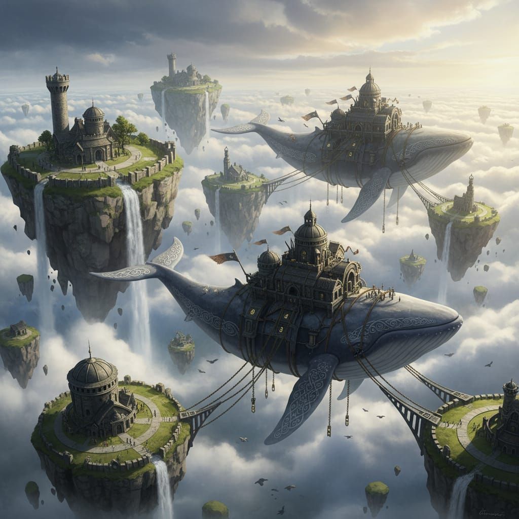 Floating Islands & Giant Whales in Cloud World