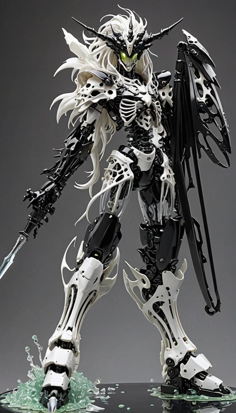 Dragon Chimera Girl with Slime Body and Metal Skeleton