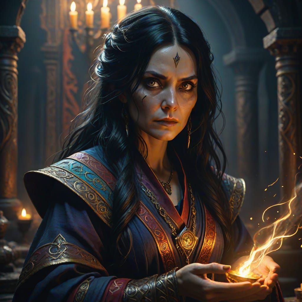 Dark Fantasy Sorceress in Cinematic Mood