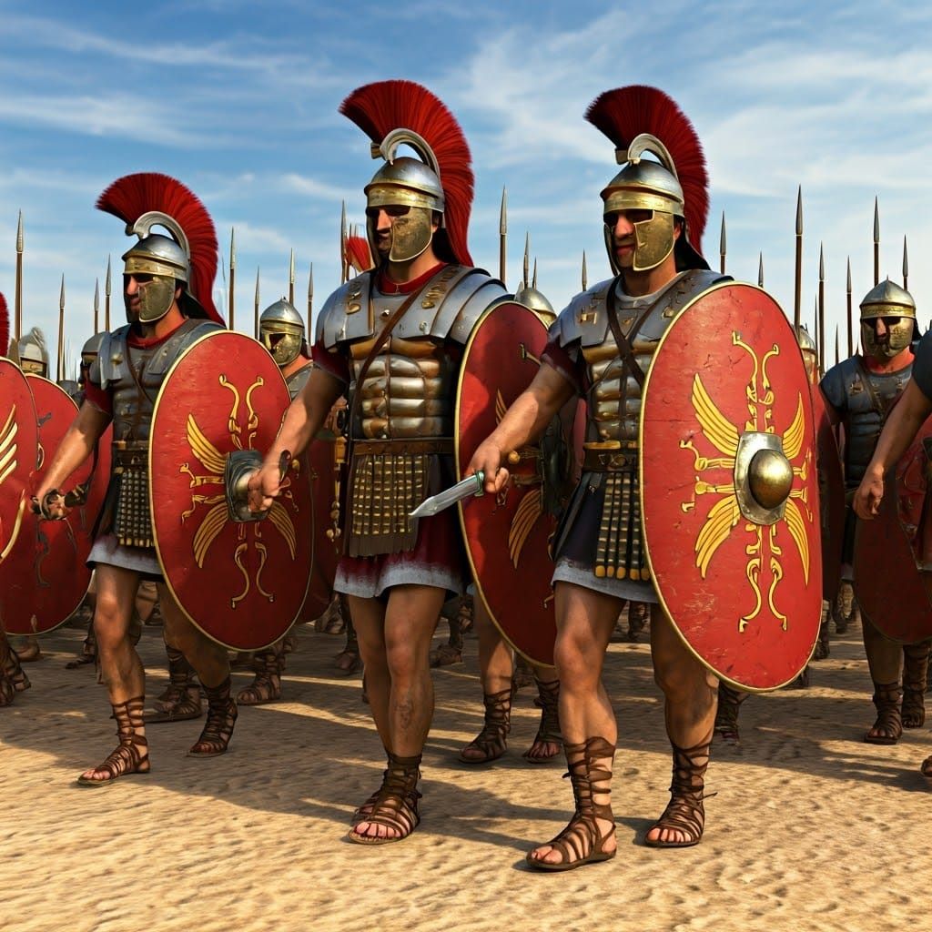Roman Army Marches with Golden Armor
